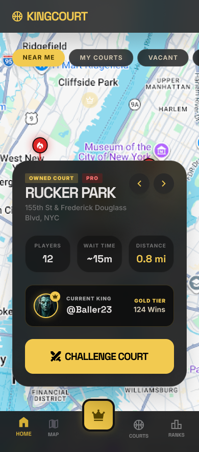 Kings Court — Courts Map screen