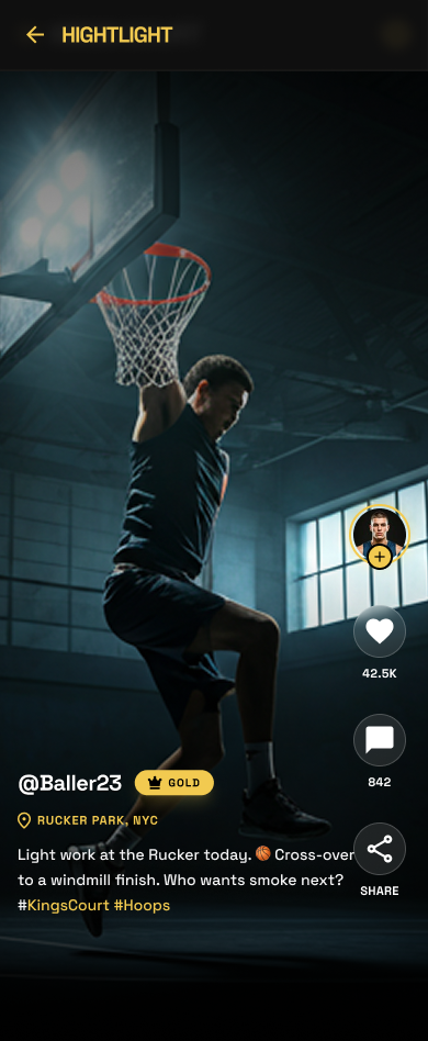 Kings Court — Highlights Feed screen
