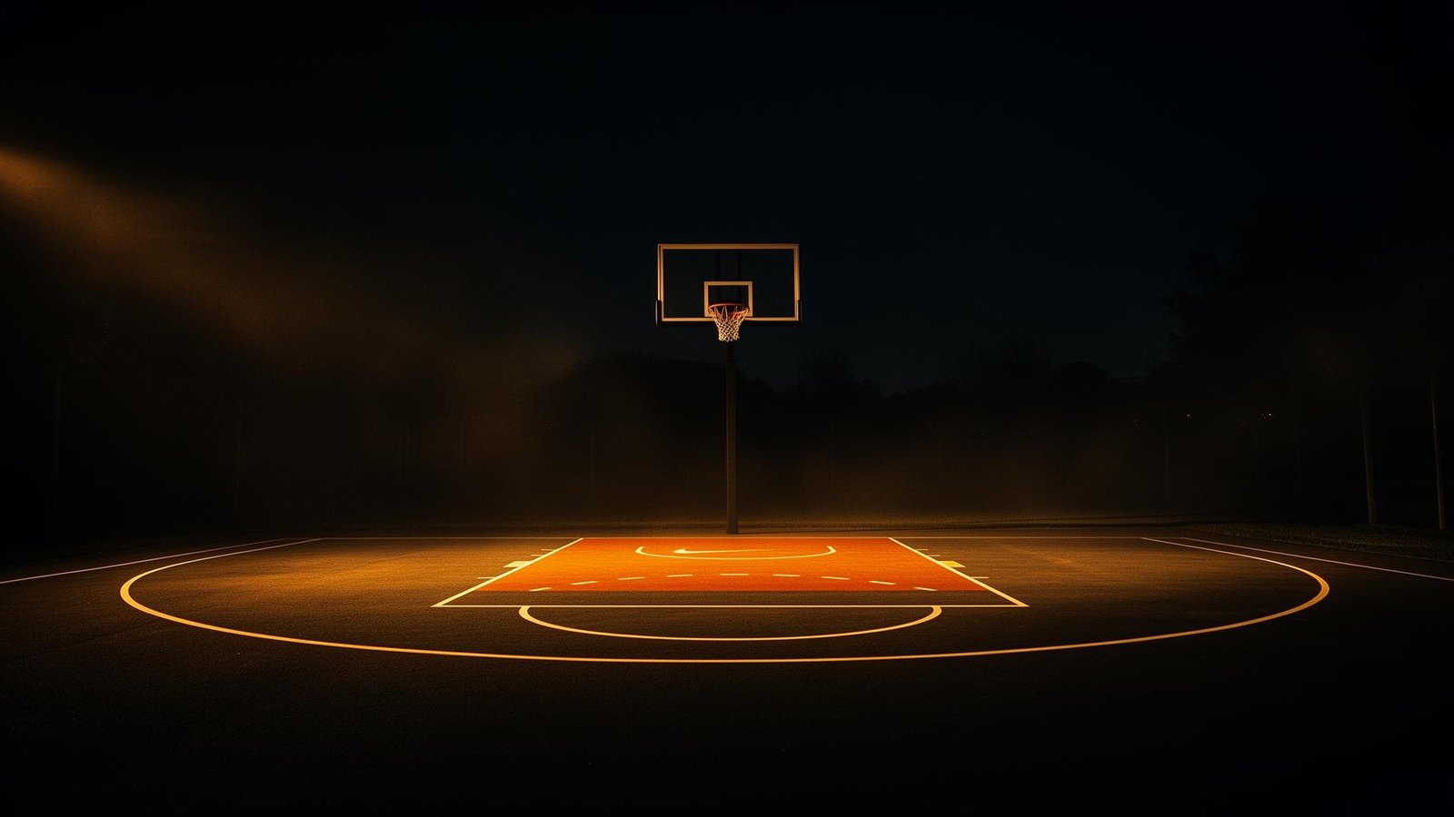 Basketball court at night